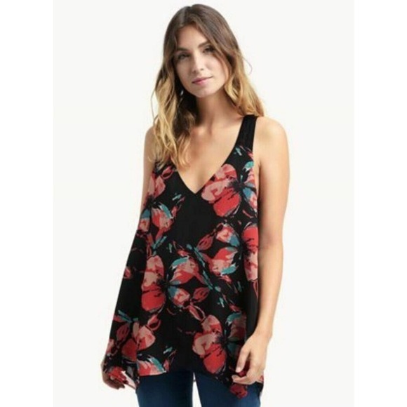 Ella Moss Fiore Silk Floral Racerback Tank Blouse - Picture 1 of 10